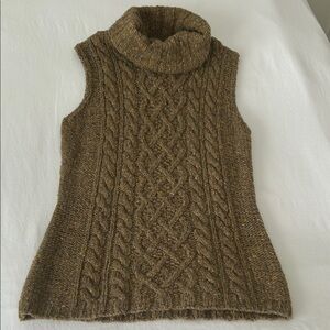 Jones New York Cozy Cable Knit wool blend Turtleneck - green Lux ++